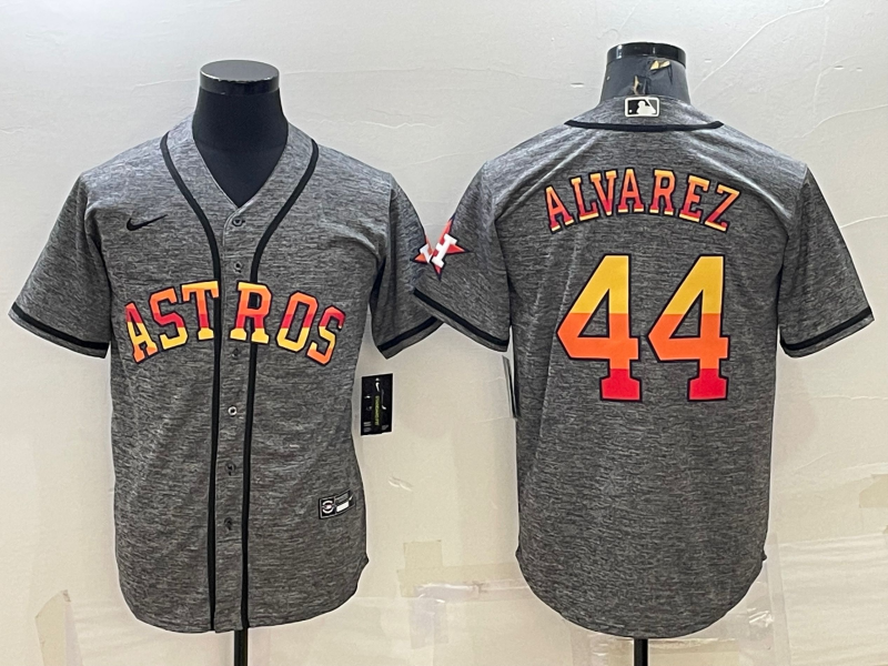 Men's Houston Astros #44 Yordan Alvarez Grey Cool Base Stitched Baseball Jersey