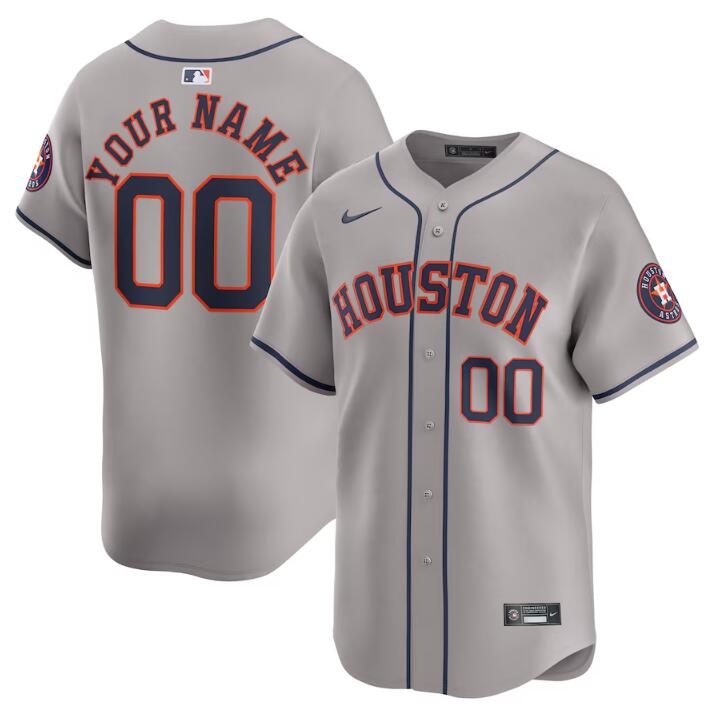 Men's Houston Astros Active Player Custom Grey 2024 Away Limited Stitched Baseball Jersey