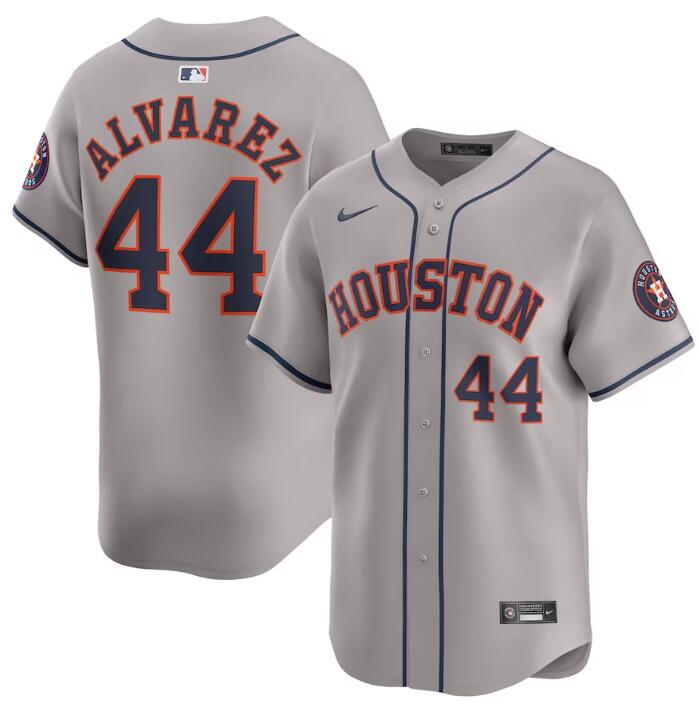 Men's Houston Astros #44 Yordan Alvarez Grey 2024 Away Limited Stitched Baseball Jersey