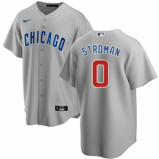 Men's Chicago Cubs #0 Marcus Stroman Grey Cool Base Stitched Baseball Jersey