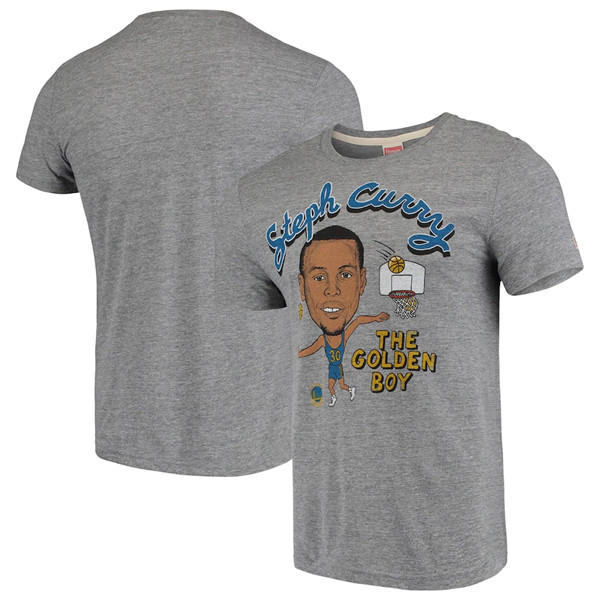 Men's Golden State Warriors Stephen Curry Grey Player Graphic Tri-Blend T-Shirt