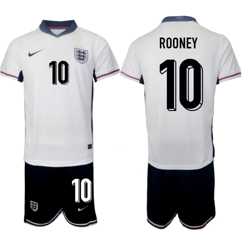 Men's England #10 Wayne Rooney 2024-25 White Home Soccer Jersey Suit
