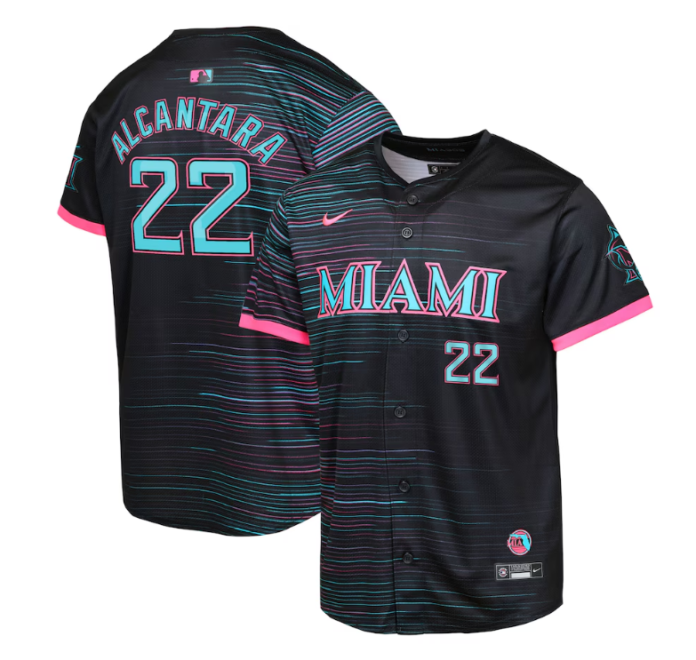 Men's Miami Marlins Custom Black 2025 City Connect Limited Base Stitched Jersey