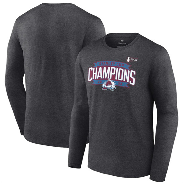 Men's Colorado Avalanche Heathered Charcoal 2022 Stanley Cup Champions Long Sleeve