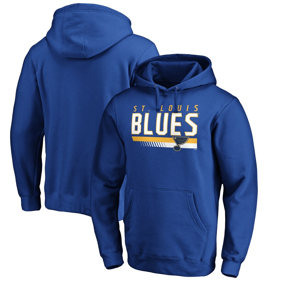 Men's St. Louis Blues Royal Staggered Stripe Pullover Hoodie