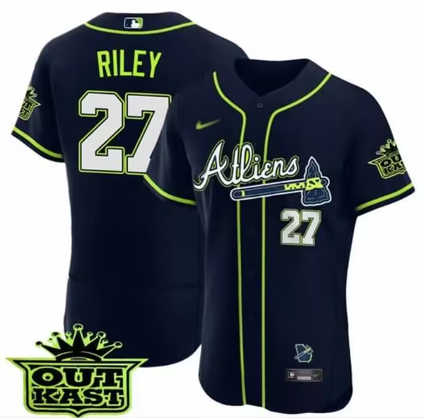 Men's Atlanta Braves Customized Navy Stitched Baseball Jersey