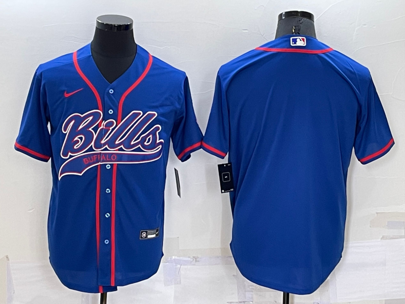 Men's Buffalo Bills Blank Royal Cool Base Stitched Baseball Jersey