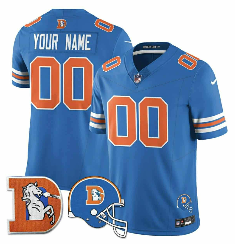Men's Denver Broncos Custom Blue Limited Stitched Football Jersey Men's Denver Broncos Custom Blue Limited Stitched Football Jersey