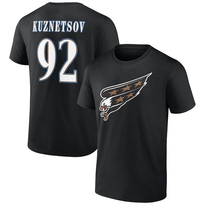 Men's Washington Capitals #92 Evgeny Kuznetsov Black T-Shirt