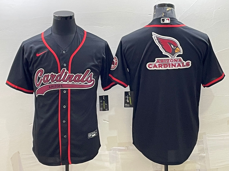 Men's Arizona Cardinals Black Team Big Logo With Patch Cool Base Stitched Baseball Jersey