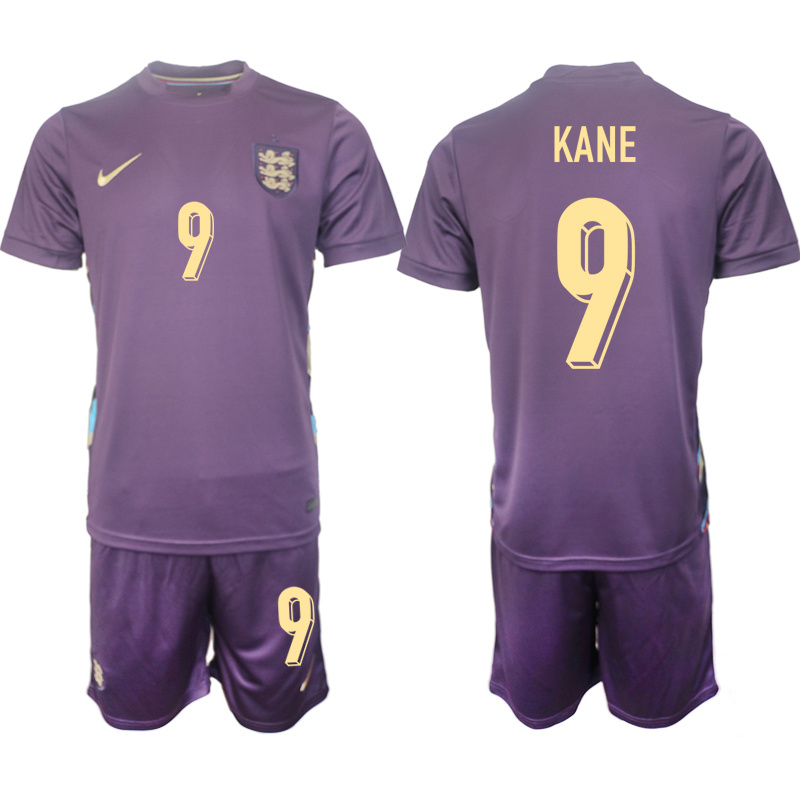 Men's England #9 Harry Kane 2024-25 Purple Away Soccer Jersey Suit