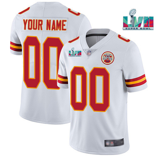 Men’s Kansas City Chiefs Active Player Custom White Super Bowl LVII Patch Vapor Untouchable Limited Stitched Jersey