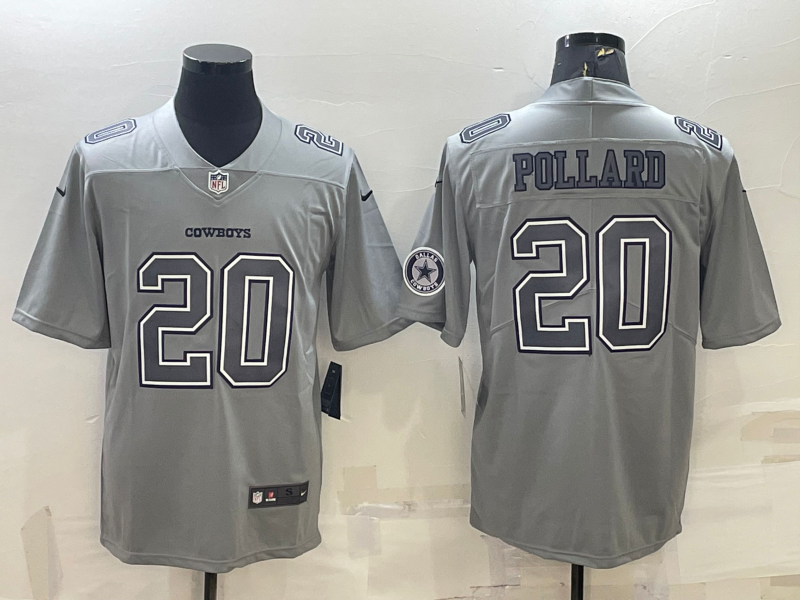 Men's Dallas Cowboys #20 Tony Pollard With Patch Grey Atmosphere Fashion Stitched Jersey