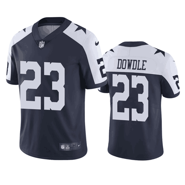 Men's Dallas Cowboys #23 Rico Dowdle Navy/White Thanksgiving Stitched Limited Football Jersey