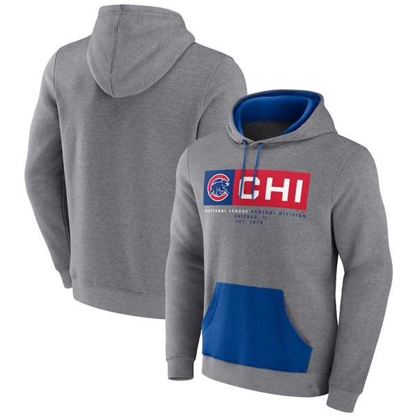 Men's Chicago Cubs Heathered Gray Iconic Steppin Up Fleece Pullover Hoodie