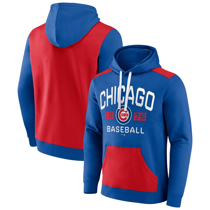 Men's Chicago Cubs Royal/Red Chip In Pullover Hoodie