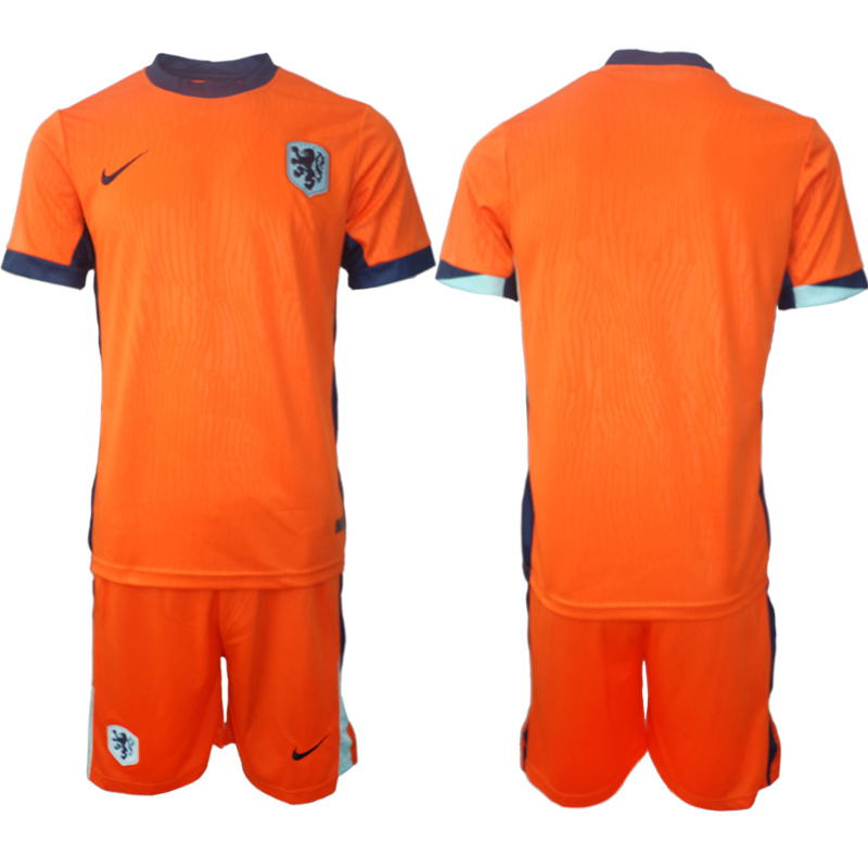 Men's Netherlands Custom Orange 2024-25 Home Soccer Jersey Suit