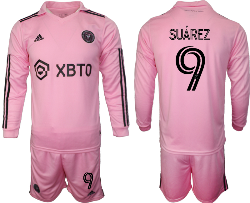 Men's Inter Miami CF #9 Luis Suárez 2023/24 Pink Home Soccer Jersey Suit