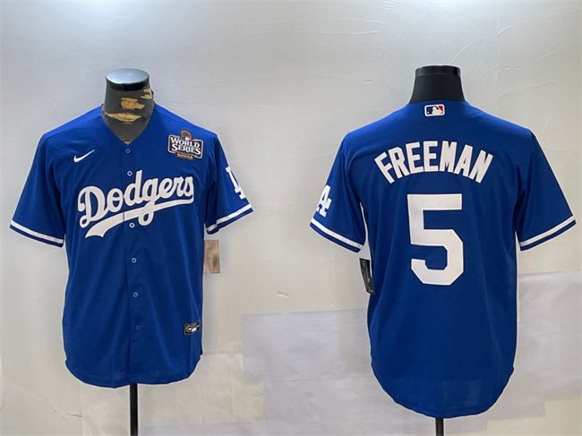 Men's Los Angeles Dodgers #5 Freddie Freeman Blue 2024 World Series Cool Base Stitched Baseball Jersey Men's Los Angeles Dodgers #5 Freddie Freeman Blue 2024 World Series Cool Base Stitched Baseball Jersey
