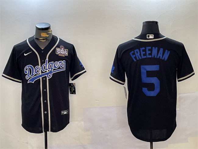 Men's Los Angeles Dodgers #5 Freddie Freeman Black 2024 World Series Cool Base Stitched Baseball Jersey Men's Los Angeles Dodgers #5 Freddie Freeman Black 2024 World Series Cool Base Stitched Baseball Jersey