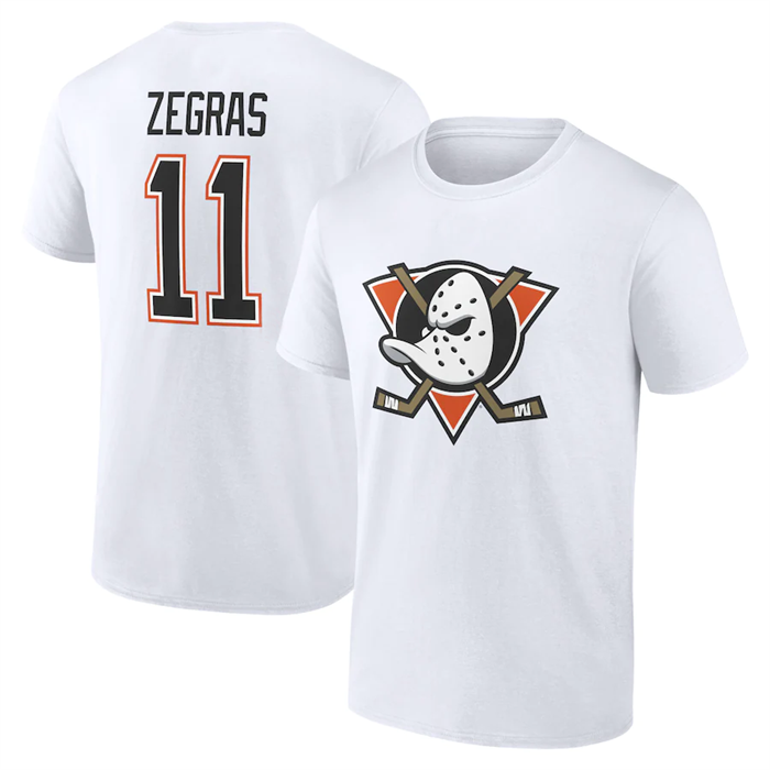 Men's Anaheim Ducks #11 Trevor Zegras White T-Shirt