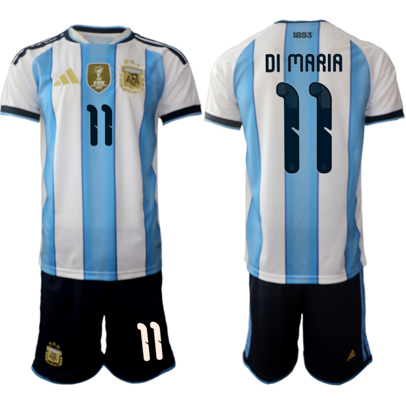 Men's Argentina #11 Ángel Fabián Di María White/Blue 2025-26 Home Soccer Jersey Suit