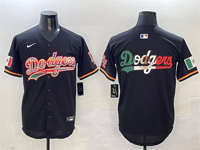Men's Los Angeles Dodgers Team Big Logo Black Mexico Limited Stitched Baseball Jersey Men's Los Angeles Dodgers Team Big Logo Black Mexico Limited Stitched Baseball Jersey