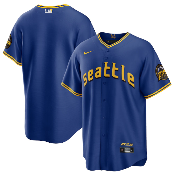 Men's Seattle Mariners Active Player Custom Royal 2023 City Connect Cool Base Stitched Baseball Jersey