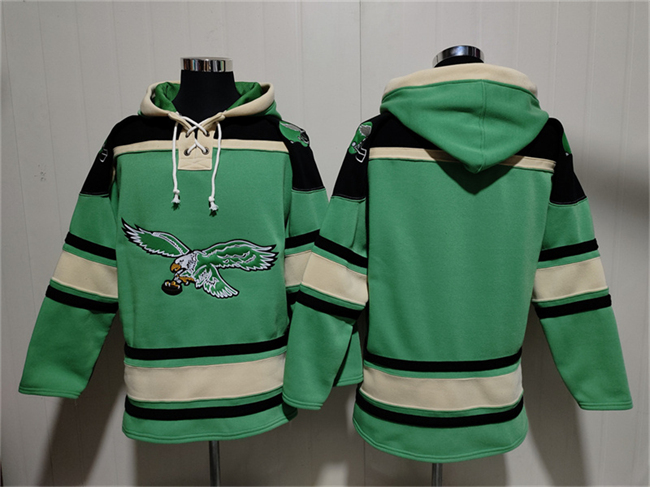 Men's Philadelphia Eagles Blank Green Ageless Must-Have Lace-Up Pullover Hoodie