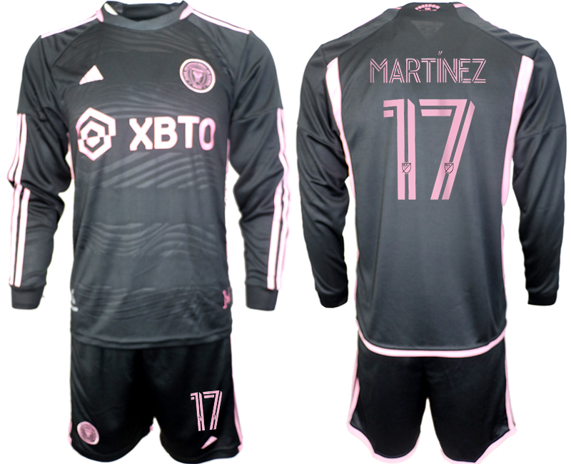 Men's Inter Miami CF #17 Martínez 2023/24 Black Away Soccer Jersey Suit
