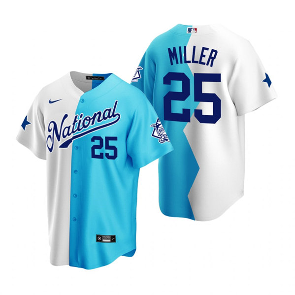 Men's National League #25 Bobby Miller 2022 All-Star White/Teal Split Cool Base Stitched Jersey
