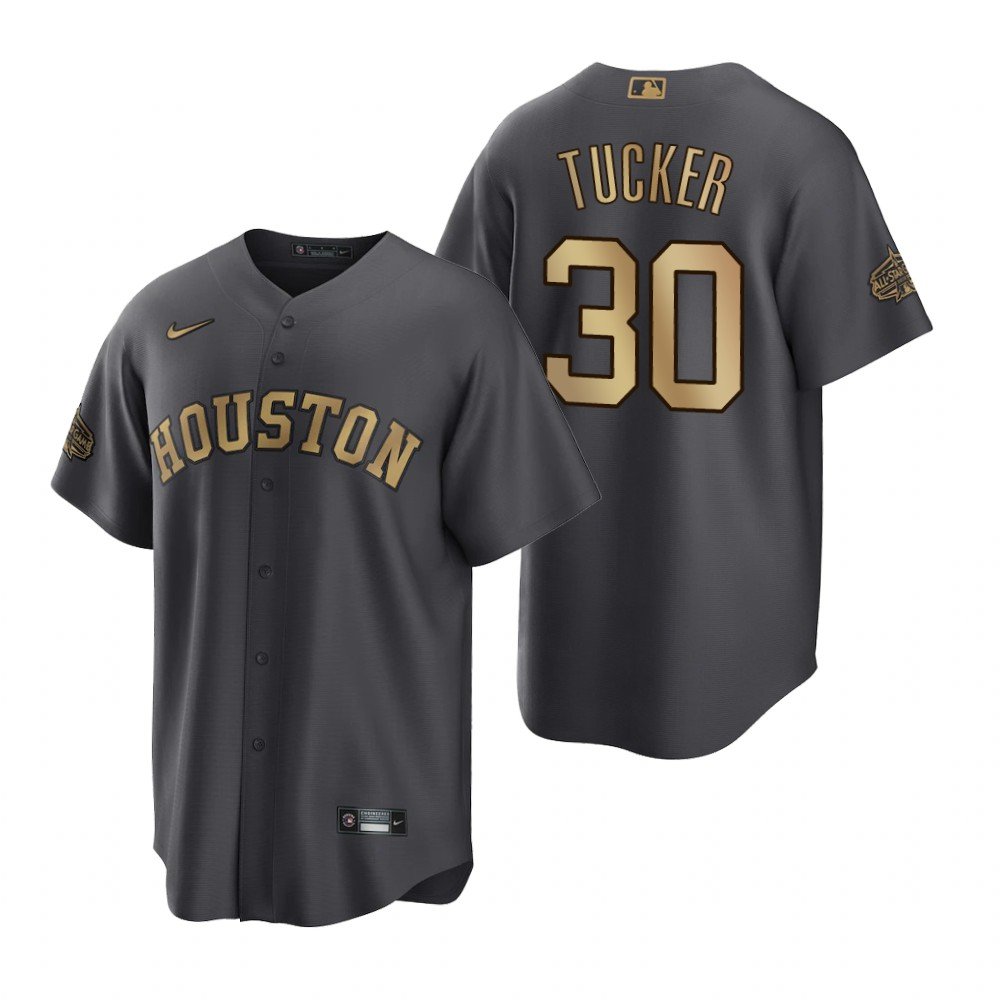 Men's Houston Astros #30 Kyle Tucker 2022 All-Star Charcoal Cool Base Stitched Baseball Jersey