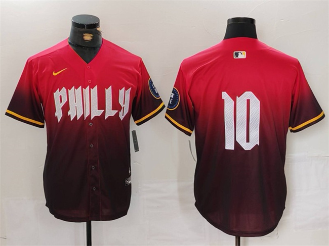 Men's Philadelphia Phillies #10 J.T. Realmuto Red 2024 City Connect Limited Stitched Jersey