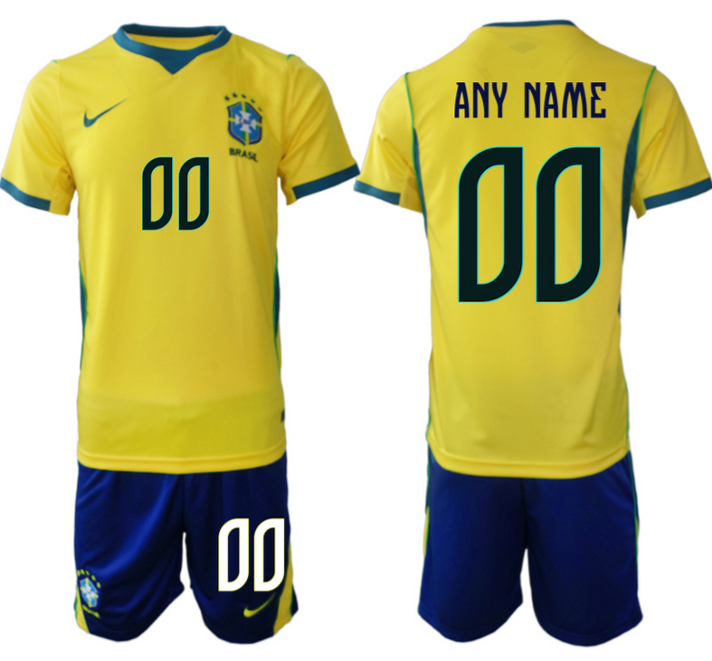 Men's Brazil Custom Yellow 2026 Away Soccer Jersey Suit