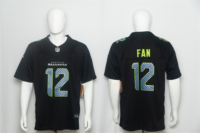 Men's Seattle Seahawks #12 Fan Black 2026 F.U.S.E. Vapor Untouchable Limited Stitched Football Jersey Men's Seattle Seahawks #12 Fan Black 2026 F.U.S.E. Vapor Untouchable Limited Stitched Football Jersey