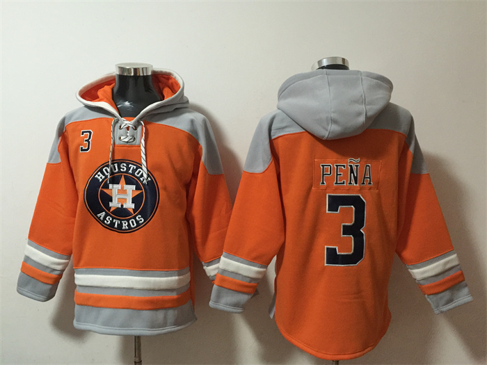 Men's Houston Astros #3 Jeremy Peña Orange Ageless Must-Have Lace-Up Pullover Hoodie