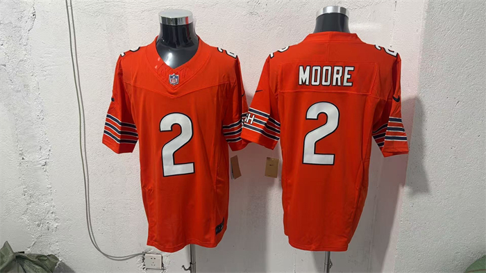 Men's Chicago Bears #2 D.J. Moore Orange 2026 F.U.S.E. Vapor Untouchable Limited Stitched Football Jersey