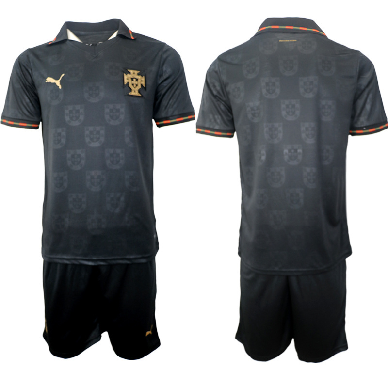 Men's Portugal Team Blank Black 2026 World Cup Away Soccer Jersey Suit