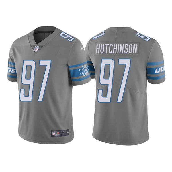 Men's Detroit Lions #97 Aidan Hutchinson Grey Vapor Untouchable Limited Stitched Jersey