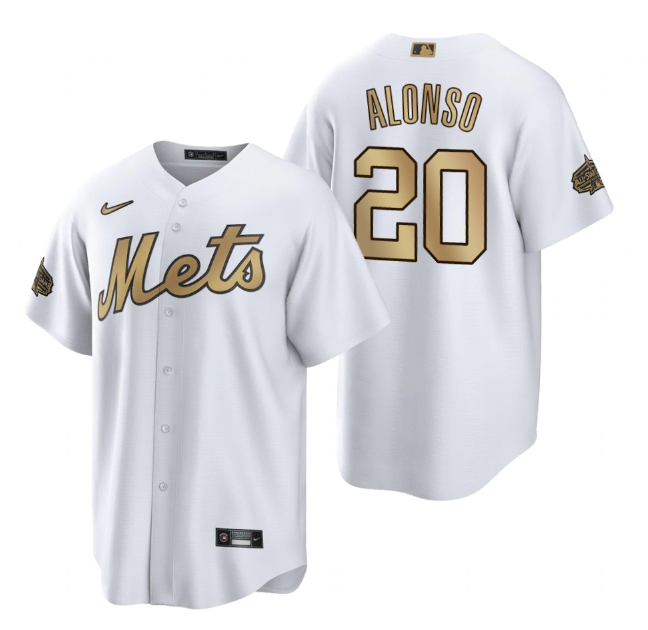 Men's New York Mets #20 Pete Alonso 2022 All-Star White Cool Base Stitched Baseball Jersey