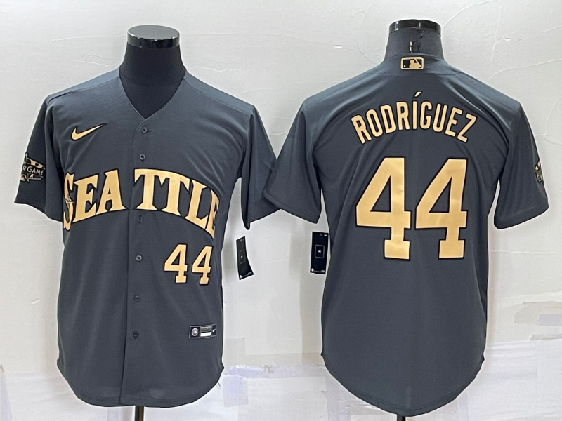 Men's Seattle Mariners #44 Julio Rodríguez 2022 All-Star Charcoal Cool Base Stitched Baseball Jersey