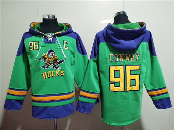 Men's Anaheim Ducks #96 Charlie Conway Green Ageless Must-Have Lace-Up Pullover Hoodie