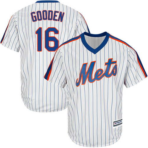 Mets #16 Dwight Gooden White(Blue Strip) Alternate Cool Base Stitched Men's MLB Jersey