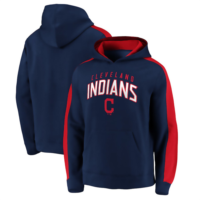 Men's Cleveland Guardians Navy Game Time Arch Pullover Hoodie