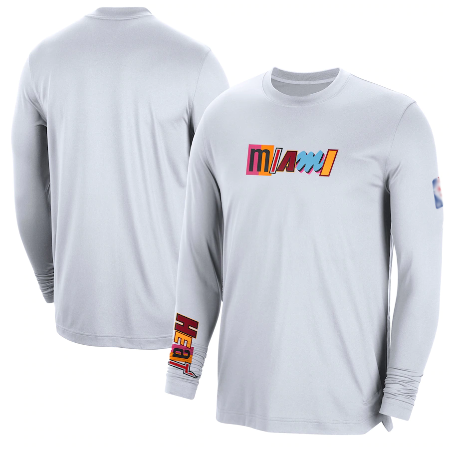 Men's Miami Heat White 2022/23 City Edition Essential Expressive Long Sleeve T-Shirt