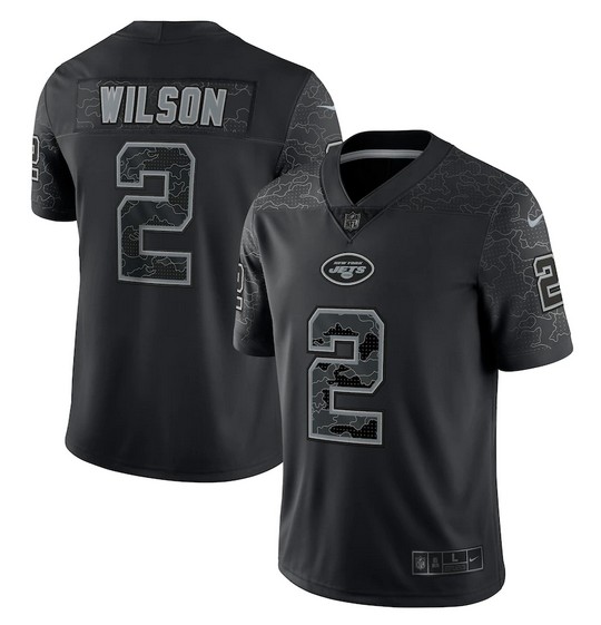 Men's New York Jets #2 Zach Wilson Black Reflective Limited Stitched Football Jersey