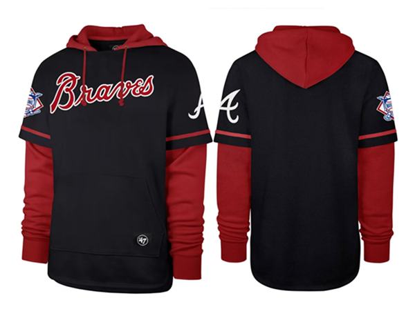 Men's Atlanta Braves Black/Red Pullover Hoodie
