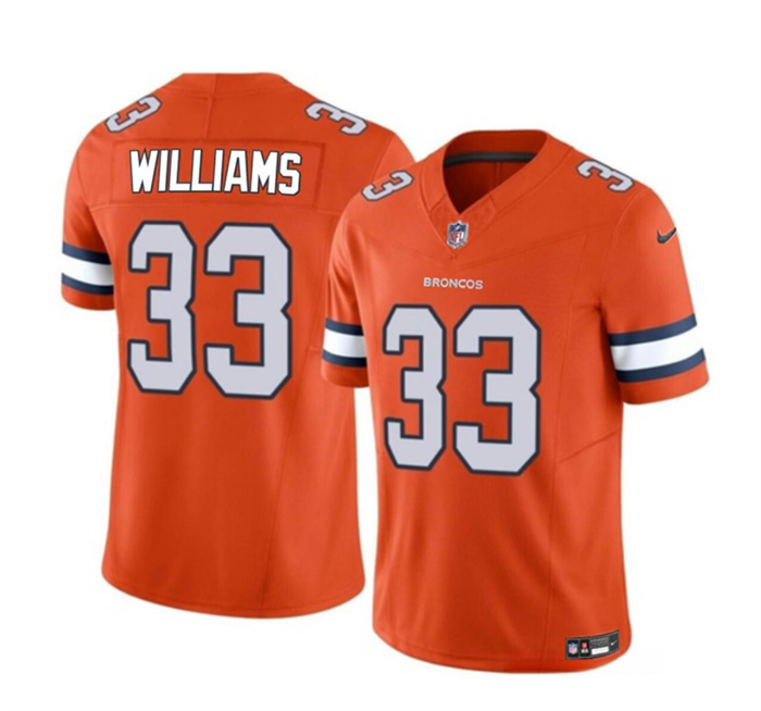 Men's Denver Broncos #33 Javonte Williams Orange 2023 F.U.S.E. Vapor Untouchable Stitched Jersey