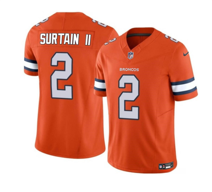 Men's Denver Broncos #2 Pat Surtain II Orange 2023 F.U.S.E. Vapor Untouchable Stitched Jersey