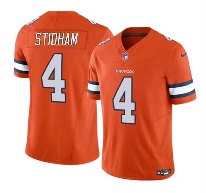 Men's Denver Broncos #4 Jarrett Stidham Orange 2023 F.U.S.E. Vapor Untouchable Stitched Jersey